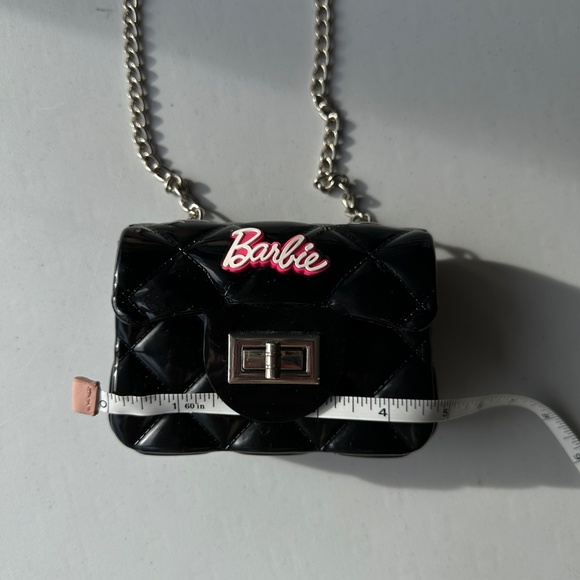 Barbie Glossy Black Mini JELLY Chain Crossbody Bag Purse - Picture 7 of 9